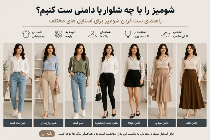 شومیز را با چه شلوار یا دامنی ست کنیم؟ (30 استایل شیک) 1 شومیز را با چه شلوار یا دامنی ست کنیم 1