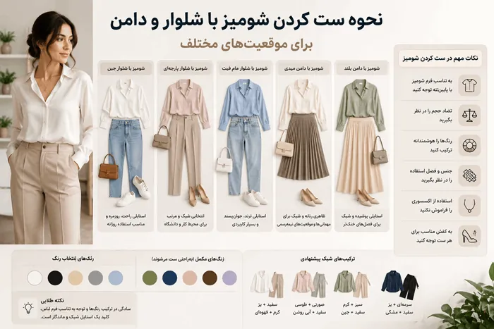 شومیز را با چه شلوار یا دامنی ست کنیم؟ (30 استایل شیک) 2 شومیز را با چه شلوار یا دامنی ست کنیم 2