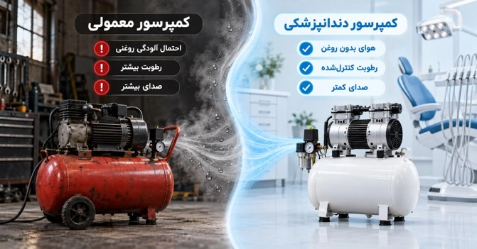 تفاوت های کمپرسور دندانپزشکی با کمپرسور معمولی